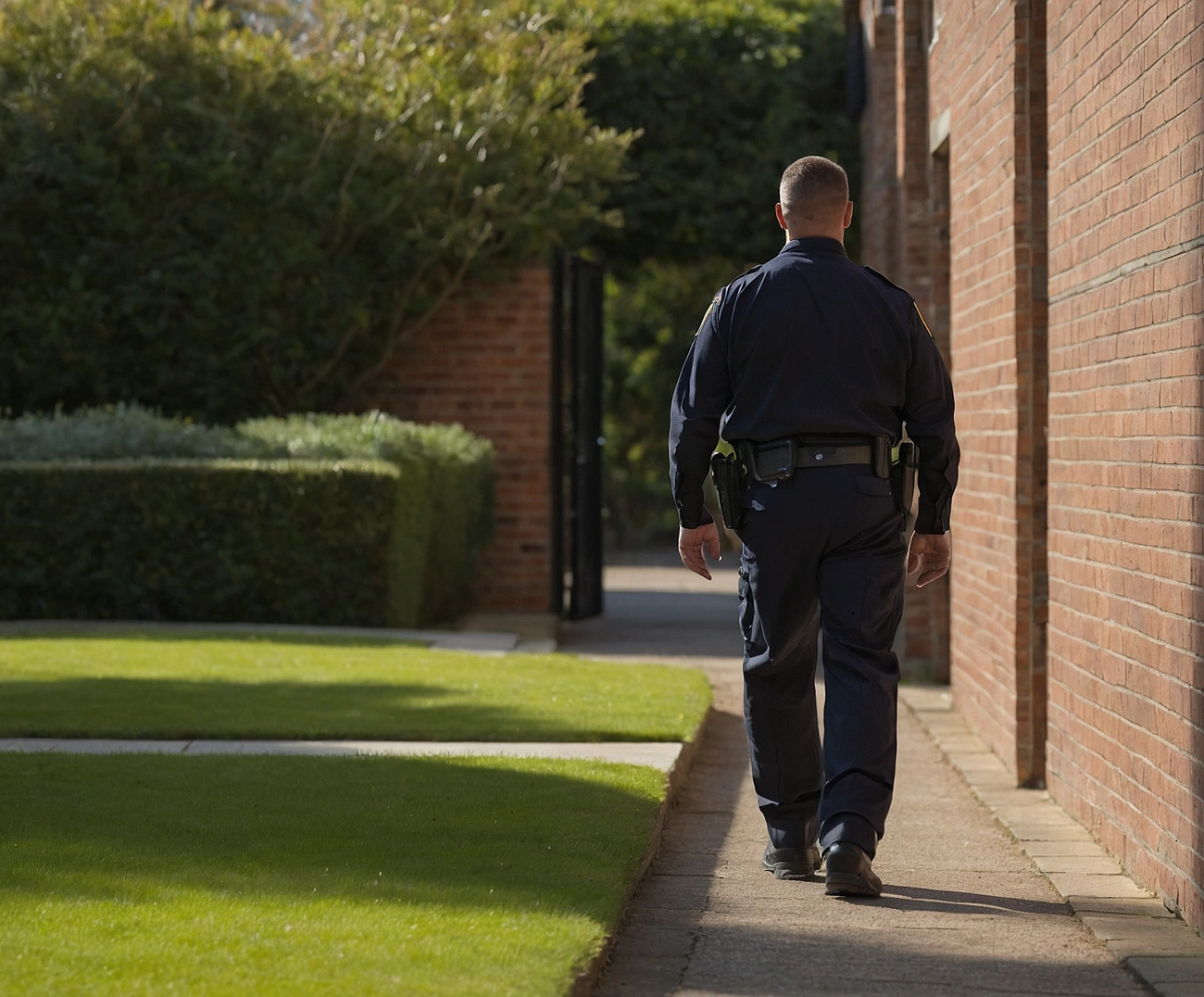 Uniformed security officer providing visible protection